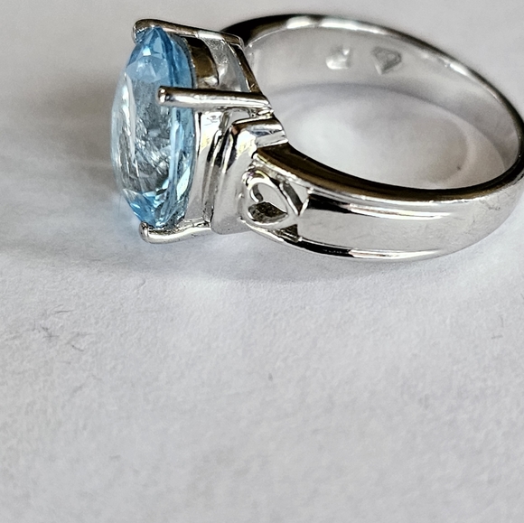 Certified Blue Topaz Sterling Silver Ring Size 7 π - Picture 3 of 14
